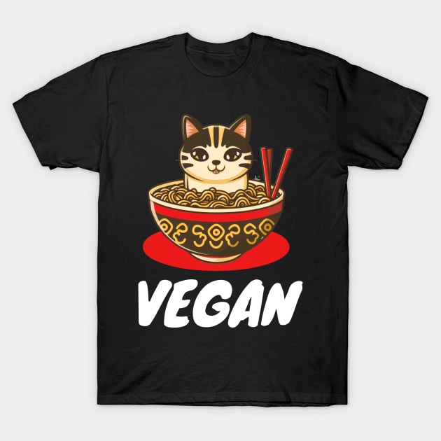 Cute Cat Eating Ramen - Purrfect Fashion for Cat Lovers T-Shirt by Flossy